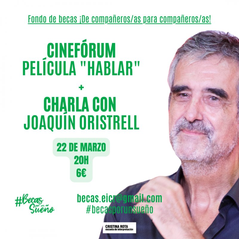 Cinefórum película HABLAR + CharlArte con su director Joaquín Oristrell.
